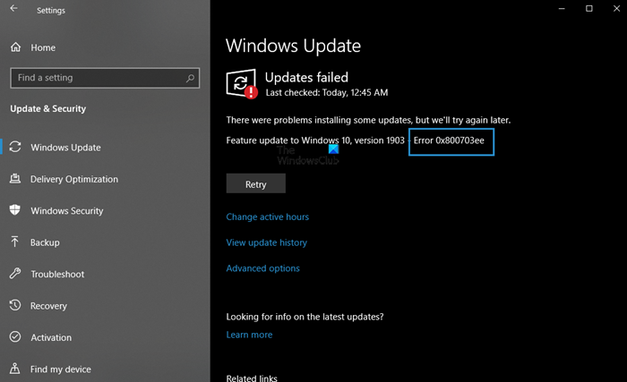 0x800703ee Windows Update-fout