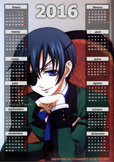 calendario 2016 kuroshitsuji