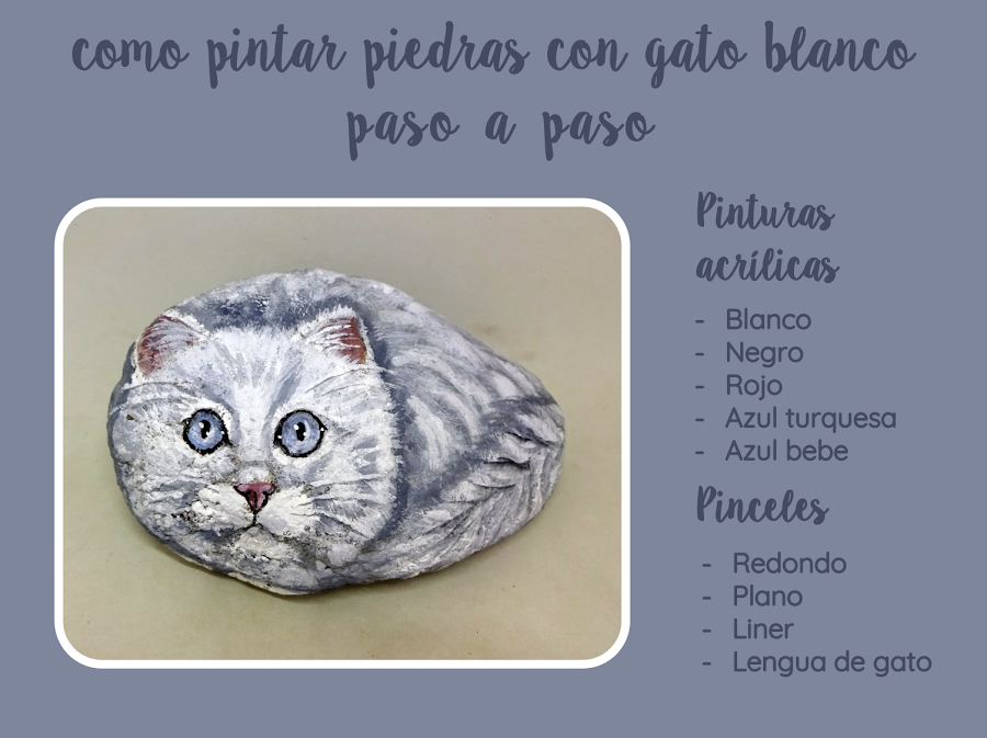COMO PINTAR PIEDRAS CON GATO BLANCO PASO A PASO