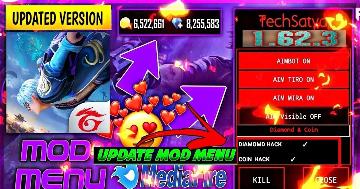 FREE FIRE DIAMOND HACK, FREE FIRE NEW MOD MENU OB39