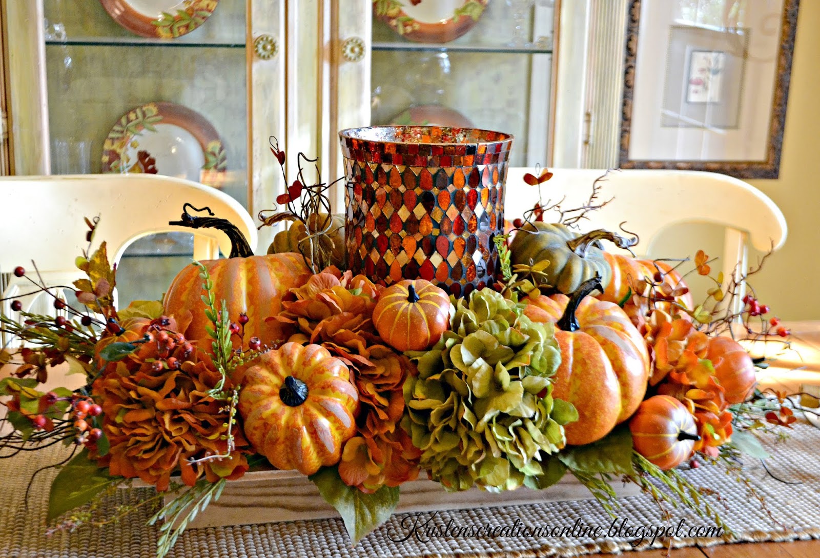 Kristen's Creations Fall Dining Room Centerpiece