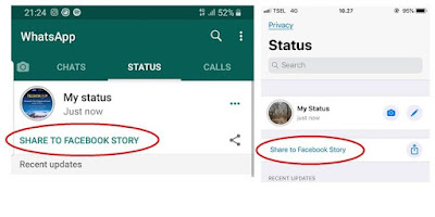 Memenagikan WhatsApp Status ke Facebook