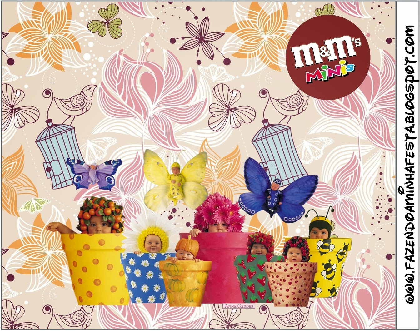 Bebés de Anne Geddes: Etiquetas de Candy bar para Primavera. Etiquetas de Bebés de Anne Geddes para imprimir gratis.