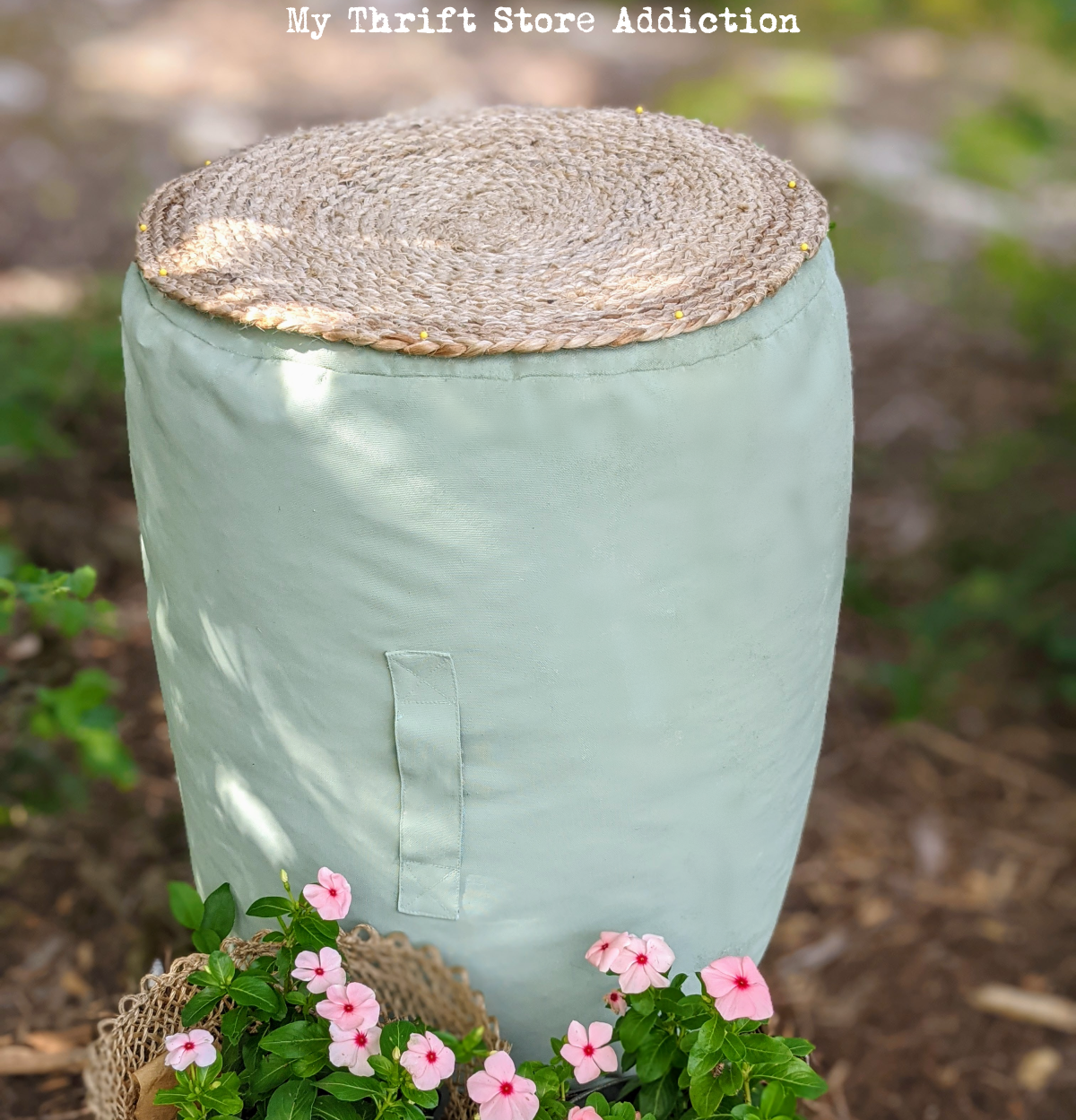 DIY painted patio pouf