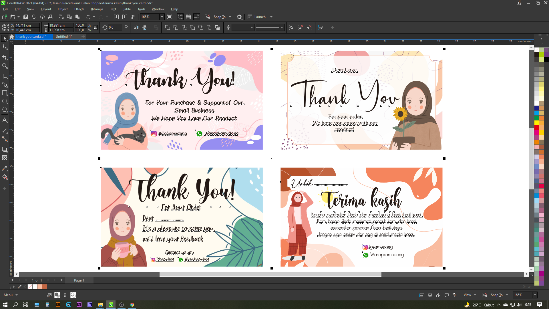 Download Desain Template Thank You Card Kartu Ucapan Terima