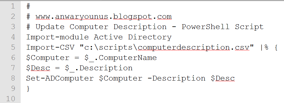 update active directory script