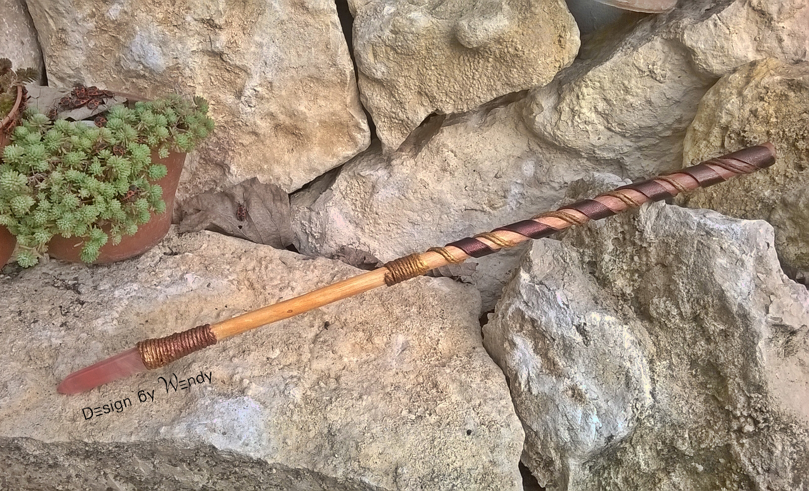 Design by Wendy Willow Wand with Rose Quartz Gemstone Spike