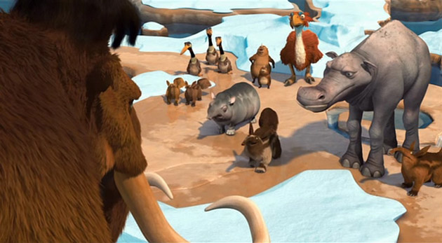A gathering of animals in Ice Age: The Meltdown animatedfilmreviews.filminspector.com