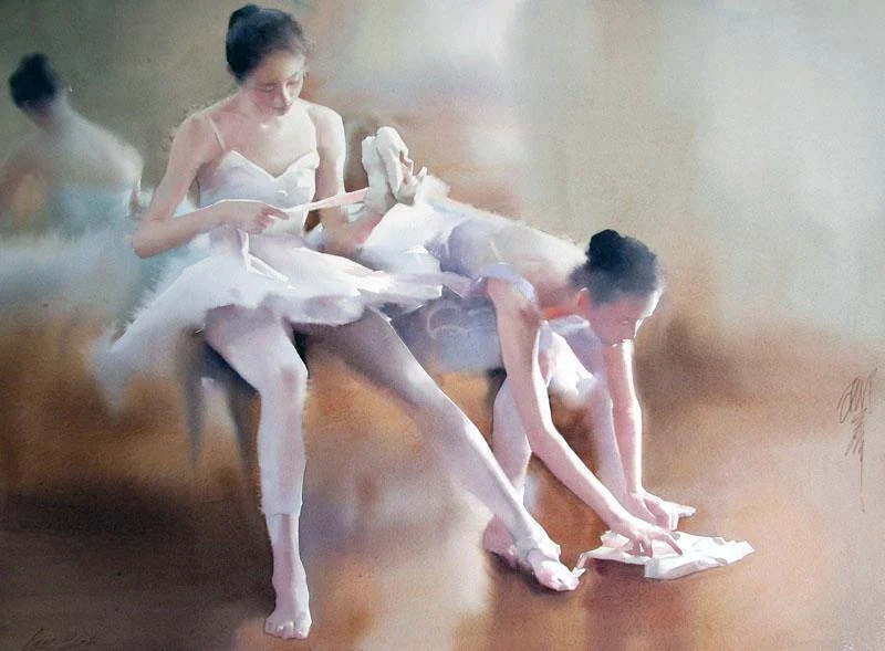 Liu Yi 1958 | Chinese Figurative Watercolour painter | The Ballet dancer