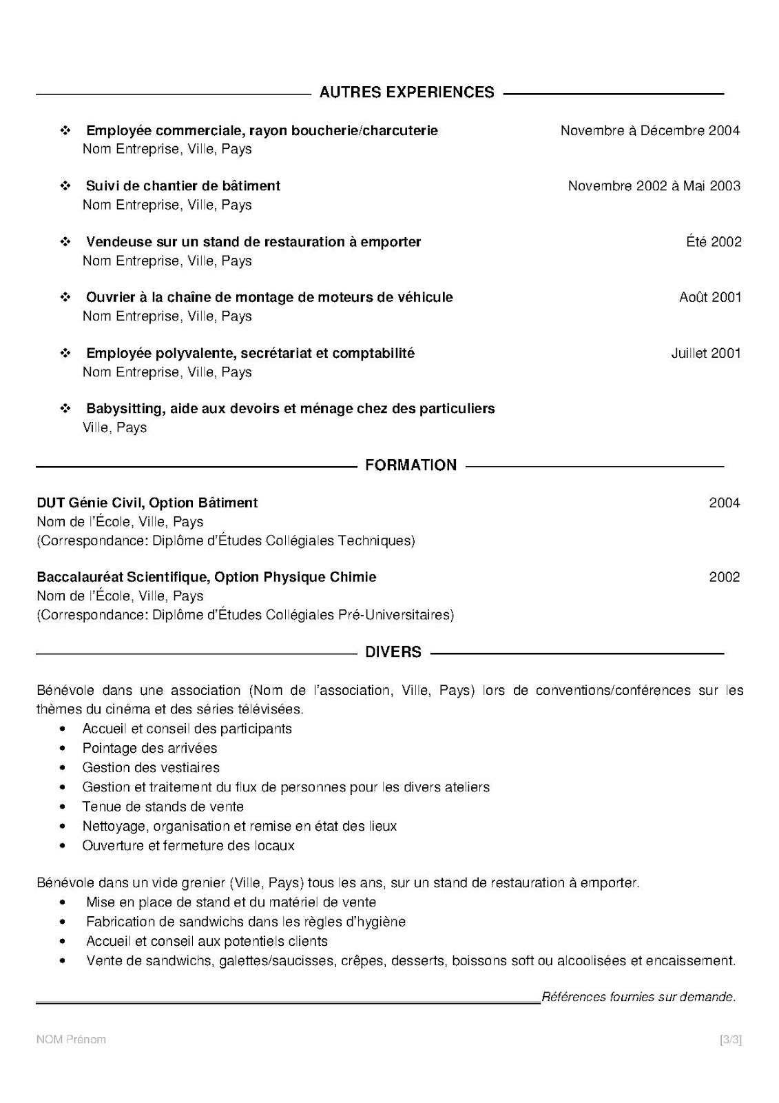 Destination Vancouver Forever ? Le CV Canadien, version Française
