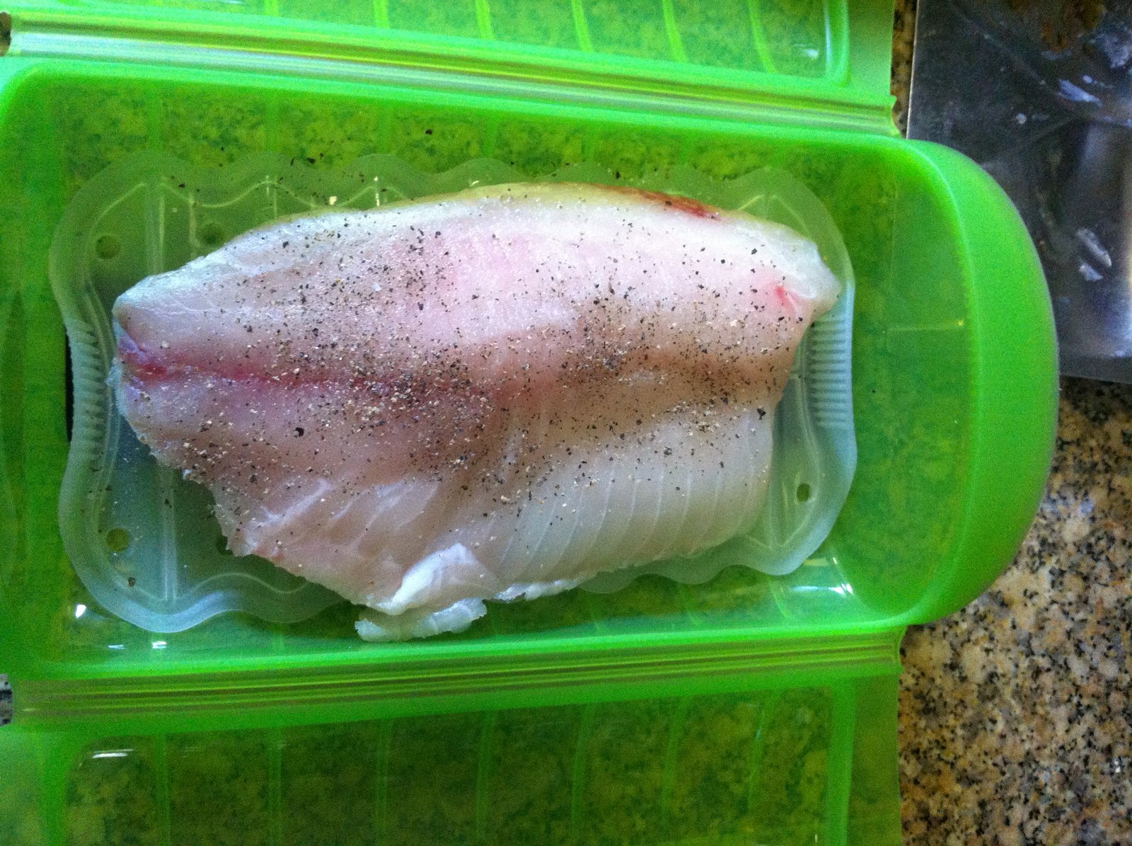 FoodieLite LeKue Steam Case prepared Mustard Encrusted Tilapia Filet