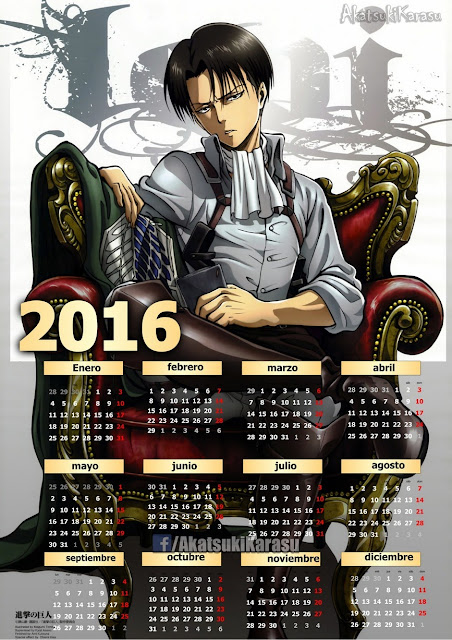 calendario 2016 shingeki no kyojin