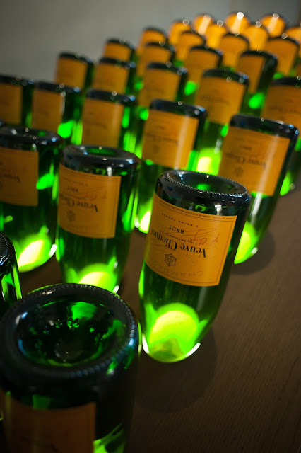 Uplit Bottles in Wine Rack at Veuve Cliquot Champagne Outside Paris in Reims