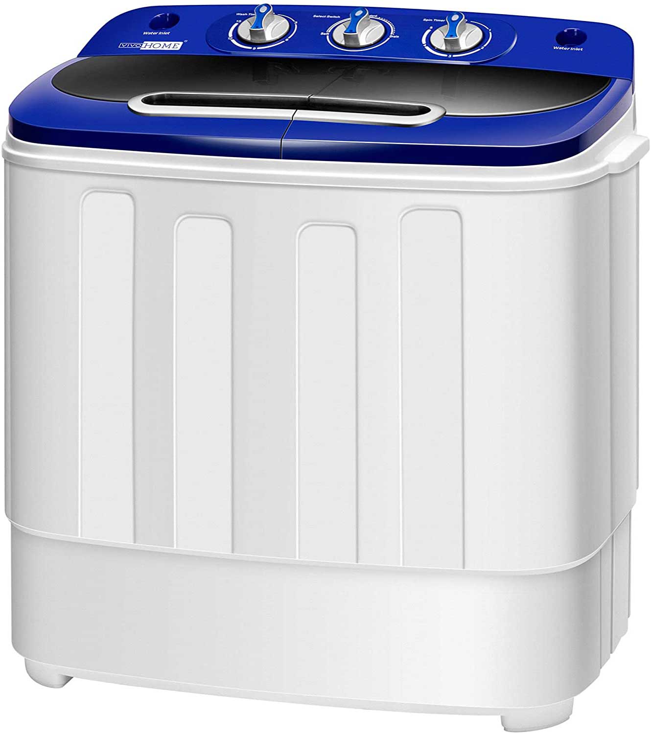 Lavadora eléctrica portátil 2 en 1 doble tina mini lavadora y secadora combinada con manguera de drenaje para apartamentos 13.5lbs azul y blanco