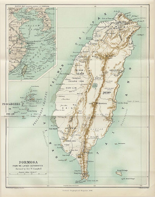 Mapa de Taiwán (Formosa) en 1896