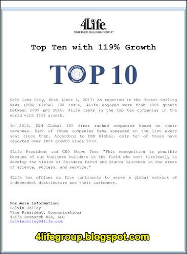 4Life 10 Terbaik Dengan Pertumbuhan 119%! foto 4Life 10 Terbaik Dengan Pertumbuhan 119%!