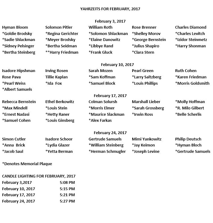 Valley Beth Israel February 2017