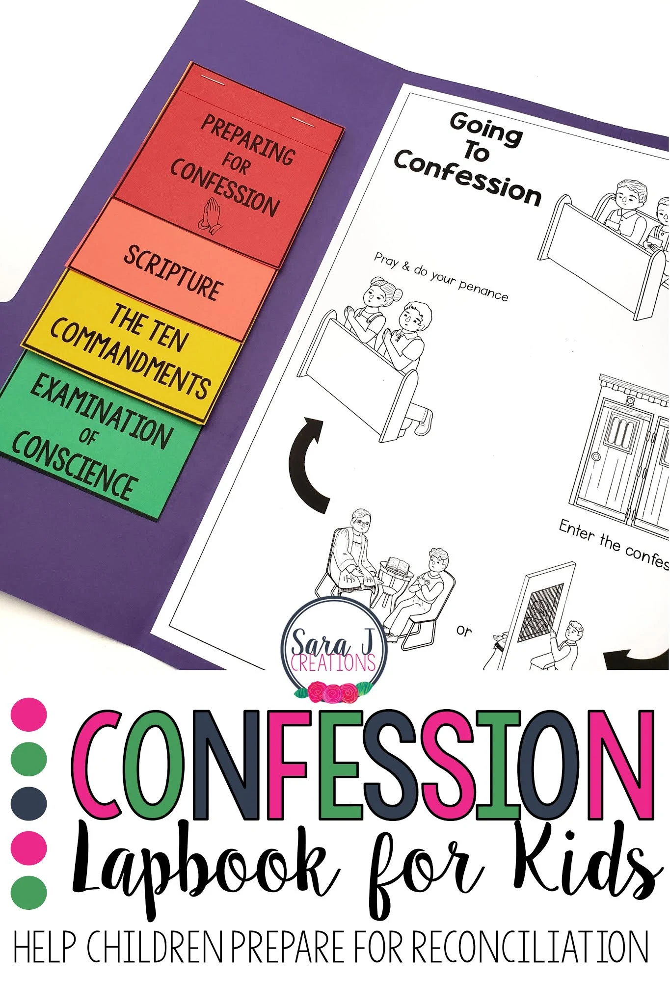 Help Catholic kids prepare for reconciliation with a confession lapbook. A simple tool to help them learn the steps of the Sacrament of Penance.