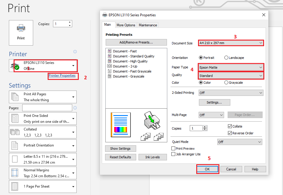 Cara Print Borderless Epson L3110