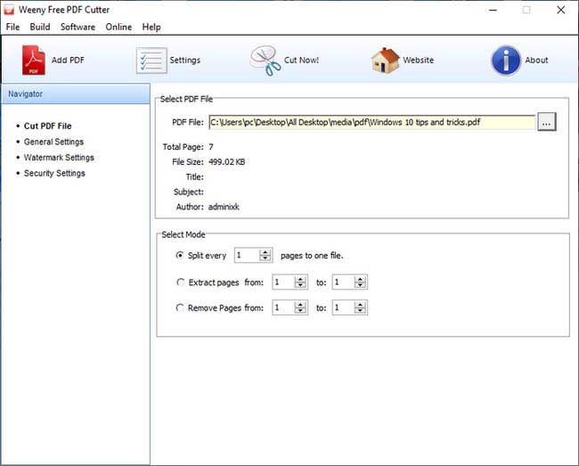 برنامج قص بي دي اف Free PDF Cutter
