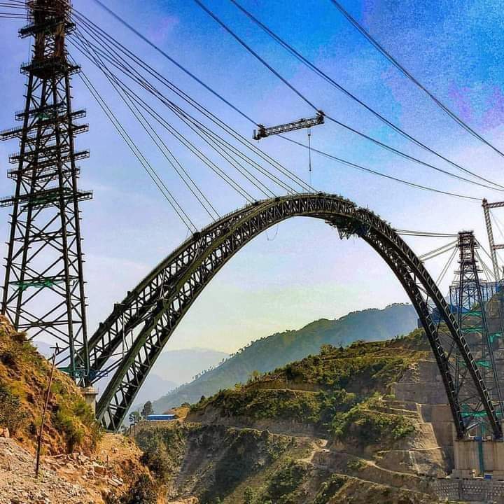 Arch Of World's Highest Railway Bridge On Chenab River In JK Completed