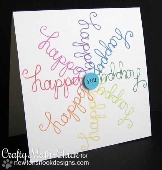 Happy rainbow card by Crafty Math-Chick for Newton's Nook Designs | Simply Sentimental Stamp Set