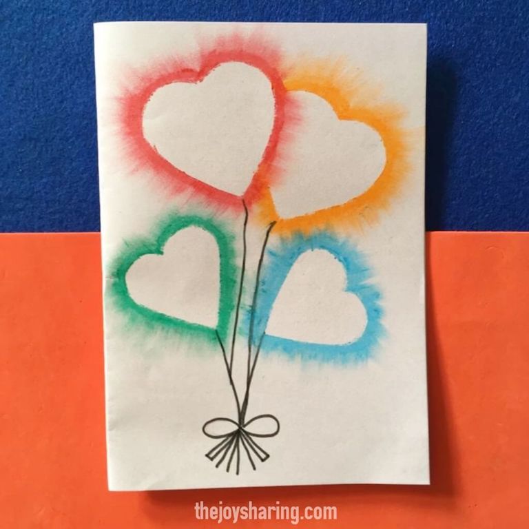 Easy heart balloon card for Valentine's day