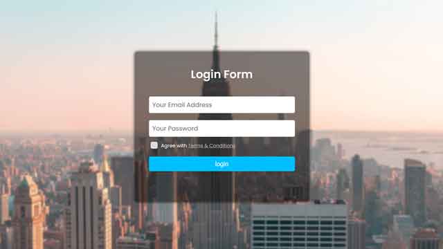 Transparent Login Form HTML CSS