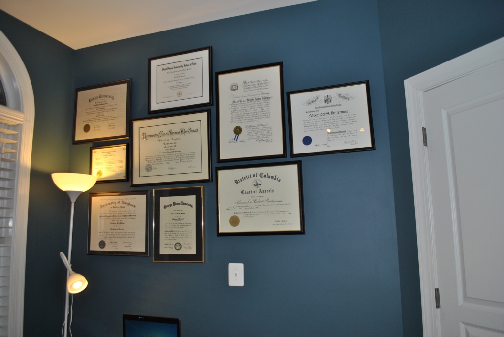 Adventures in DIY: More Office Updates -- Diploma Wall Collage