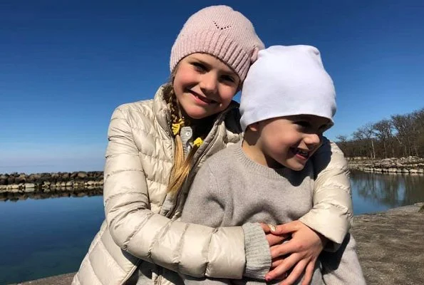 Crown Princess Victoria, Princess Estelle and Prince Oscar. Swedish Crown Princess family was in Öland at Easter