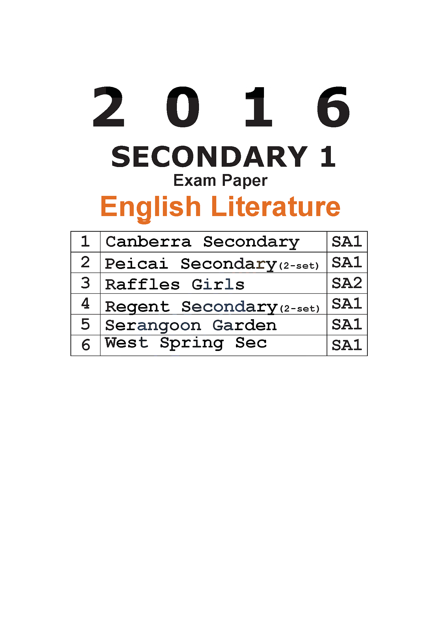 Jack Exam Paper : Secondary 1