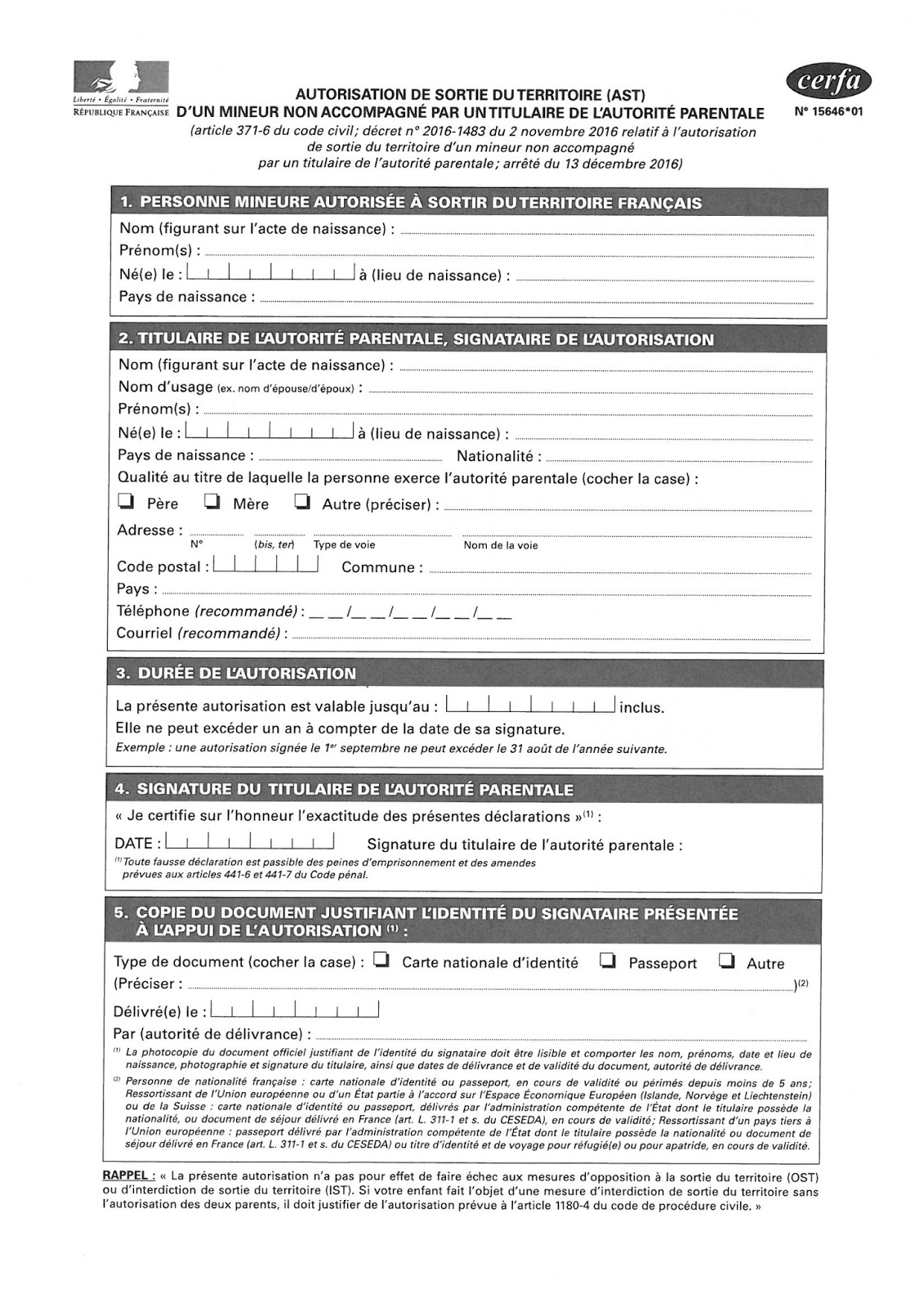 Lettre D Autorisation De Sortie Du Territoire Français Pour Mineur