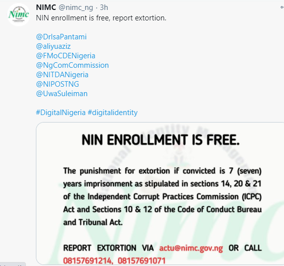 7-year jail term for those extorting NIN applicants 7-year jail term for those extorting NIN applicants