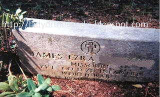 Grandpa Ezra's gravestone at Alwood Cemetery in the Ozarks