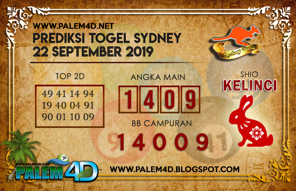 Prediksi Sydney 22 September 2019 Prediksi Togel Jitu