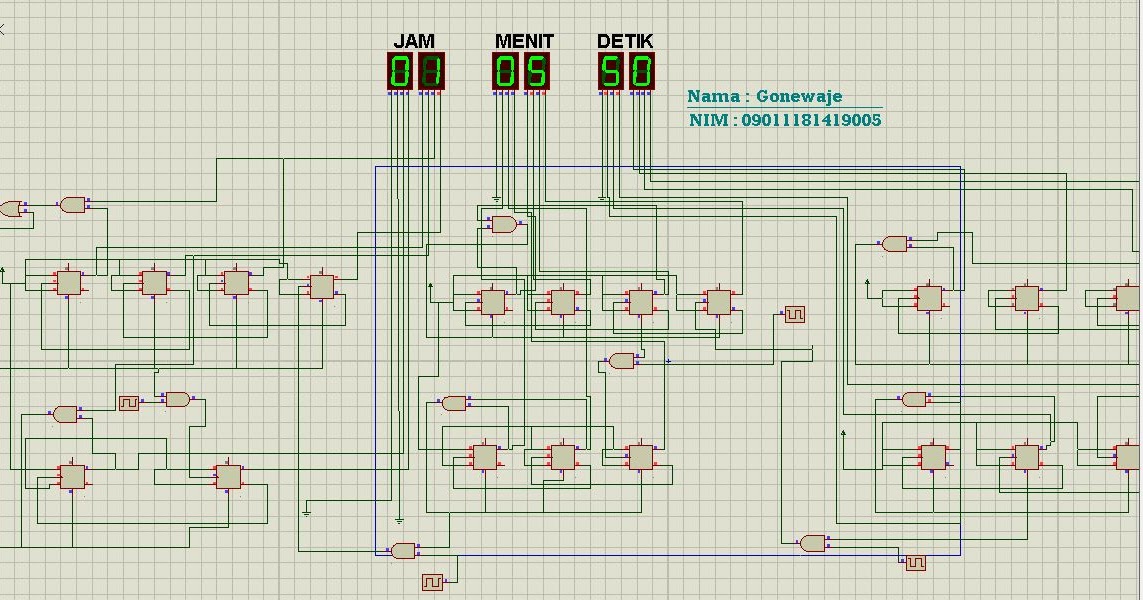 Simulasi Jam Digital dengan Proteus Ketikan Tak Disengaja