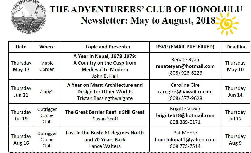 Adventurers Club Honolulu Adventurers Club Honolulu Meetings