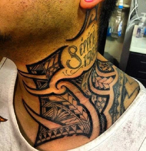 Polynesian Neck Tattoo