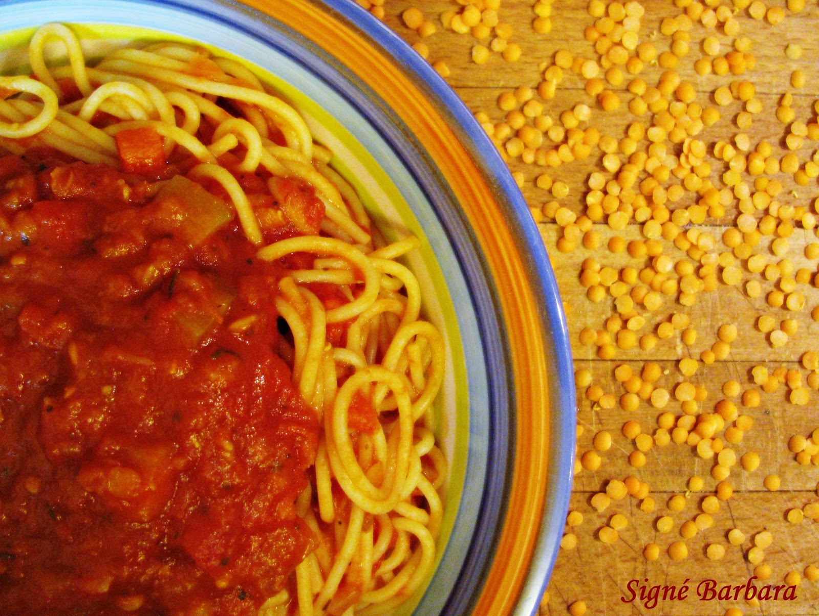 Signé Barbara Sauce à spaghetti aux lentilles corail