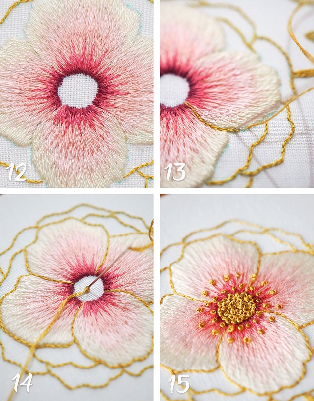Hướng dẫn thêu đâm xô hoa hồng - Hình 4