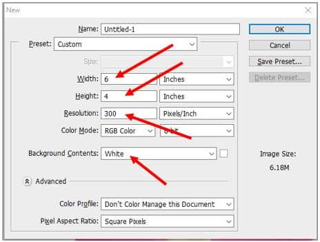 Open new file in photoshop
