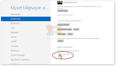 windows 8 yeni kullanici hesabi
