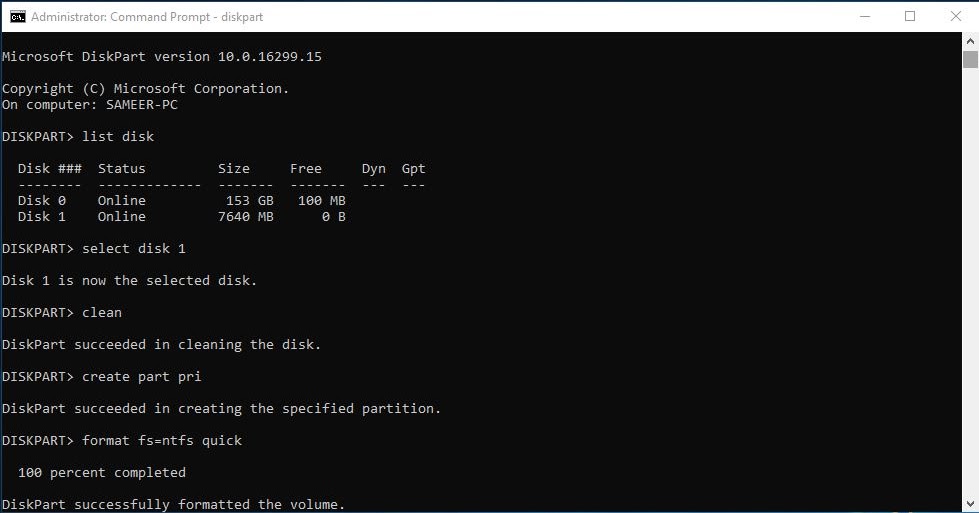 How to format corrupted SD card with command prompt