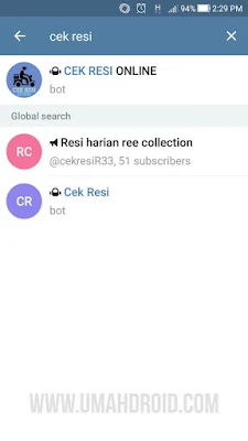 Bot Telegram Untuk Mengecek Resi