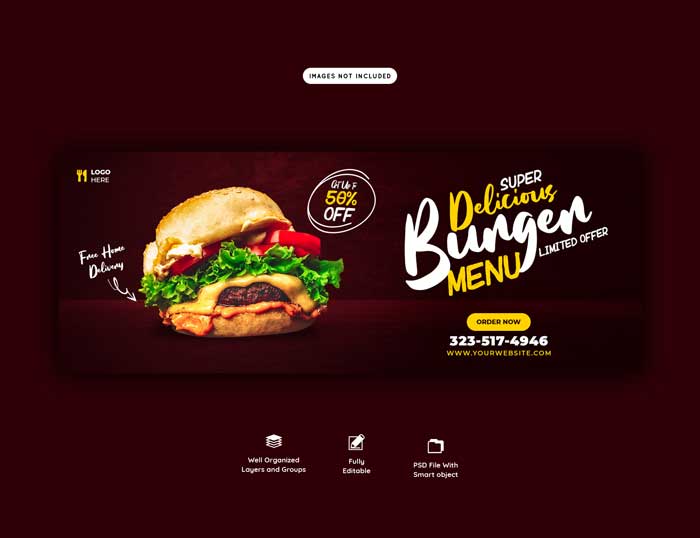 Food Sales Menu Web Banner PSD Template V-3 Food Sales Menu Web PSD Template V-3