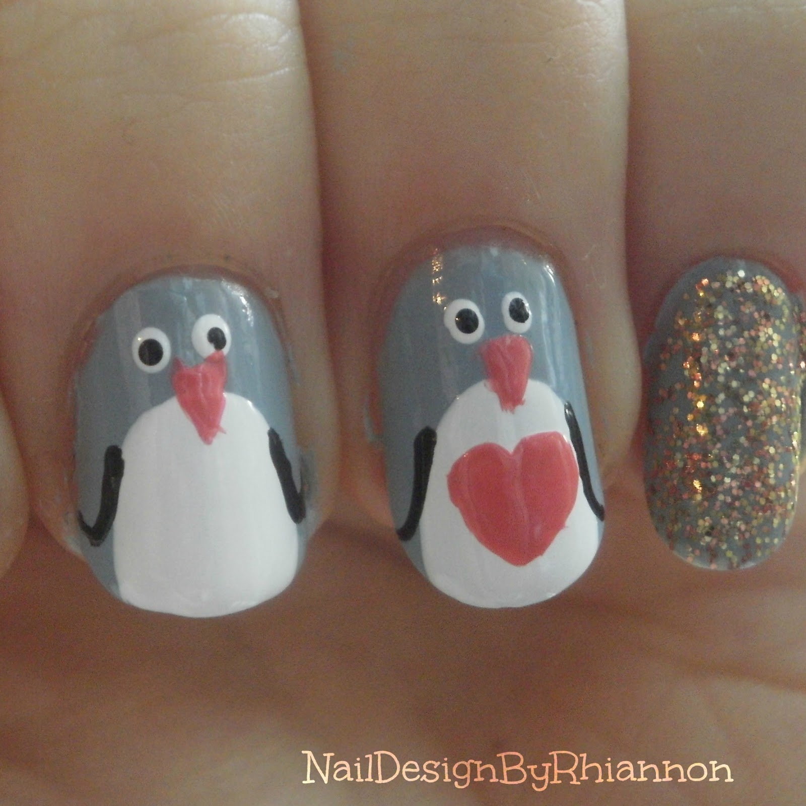 Nail Design By Rhiannon: Penguins and Glitter