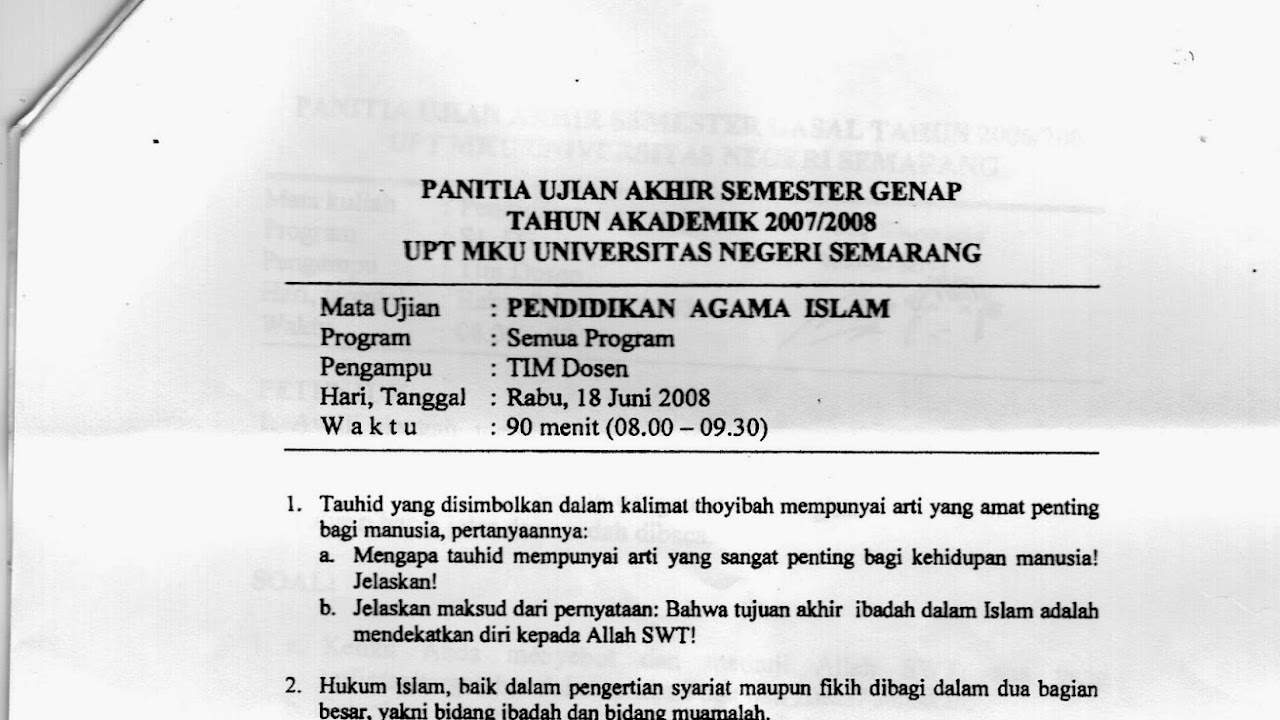 Contoh Soal Tes Kuliah Jurusan Pai Contoh Soal Terbaru