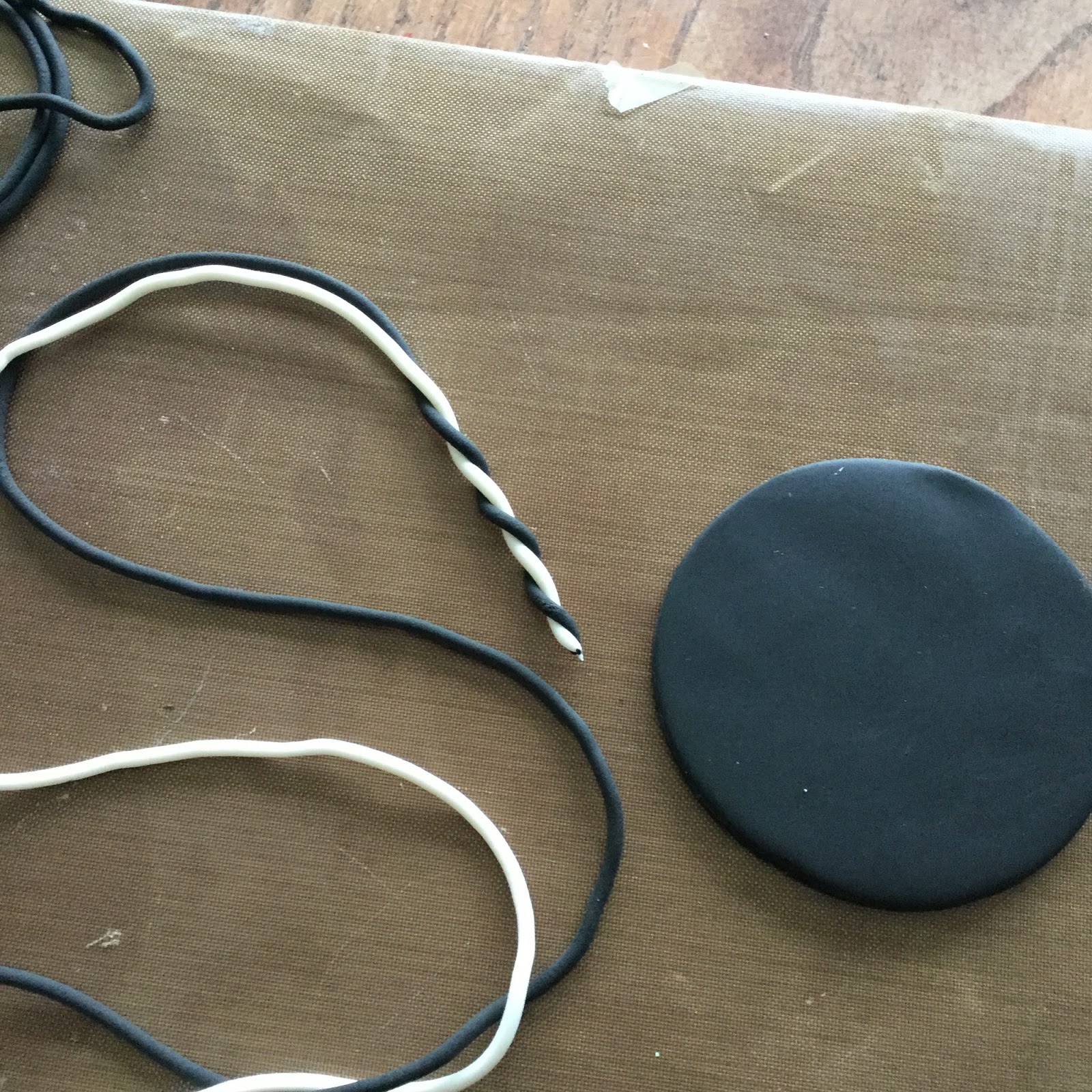 Black & White Twisted Coil Polymer Clay Pendant