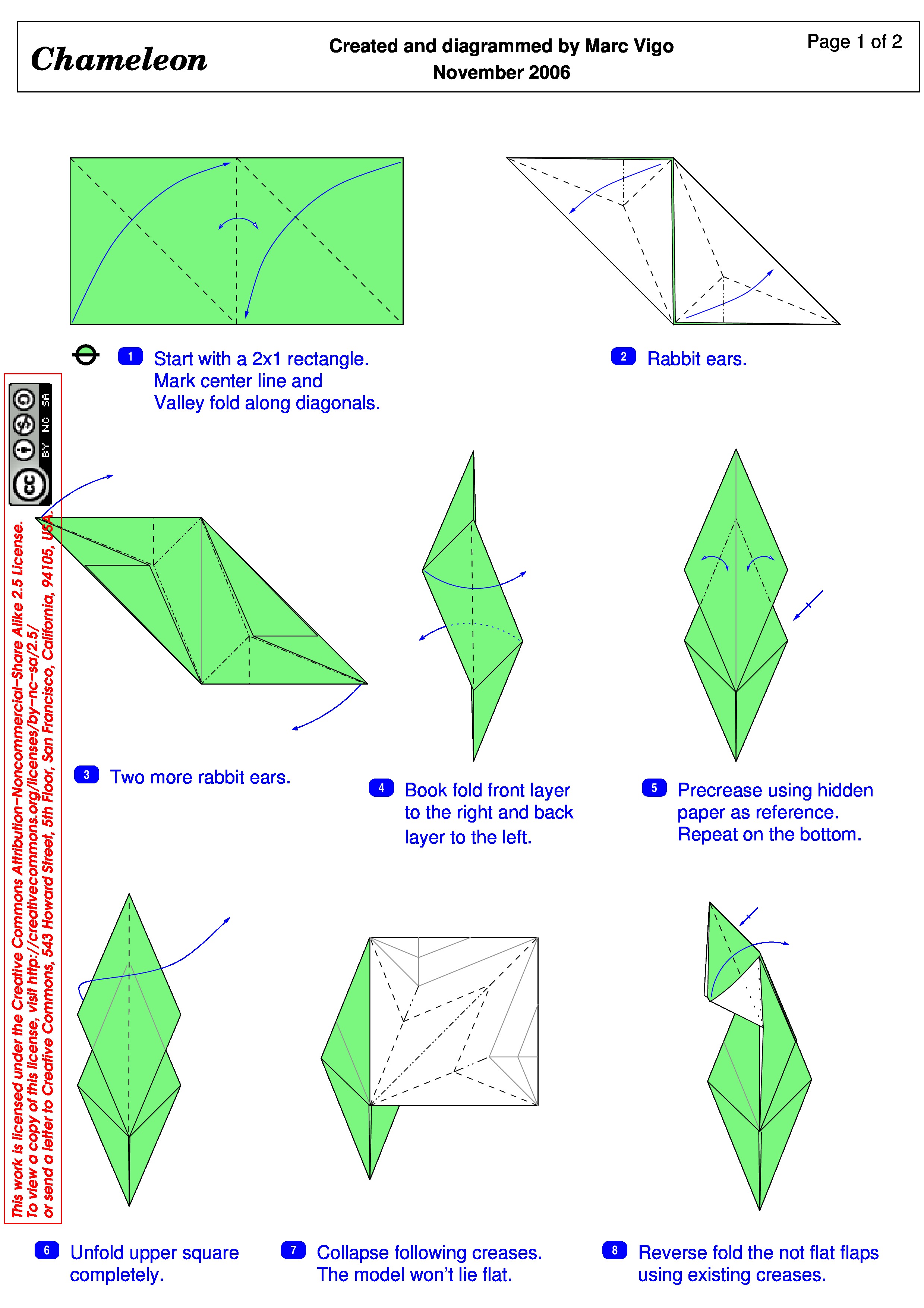 Origami tutorial chameleon (M Vigo)