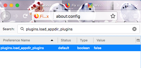 Включить плагины Загрузить настройки плагинов Appdir в Firefox